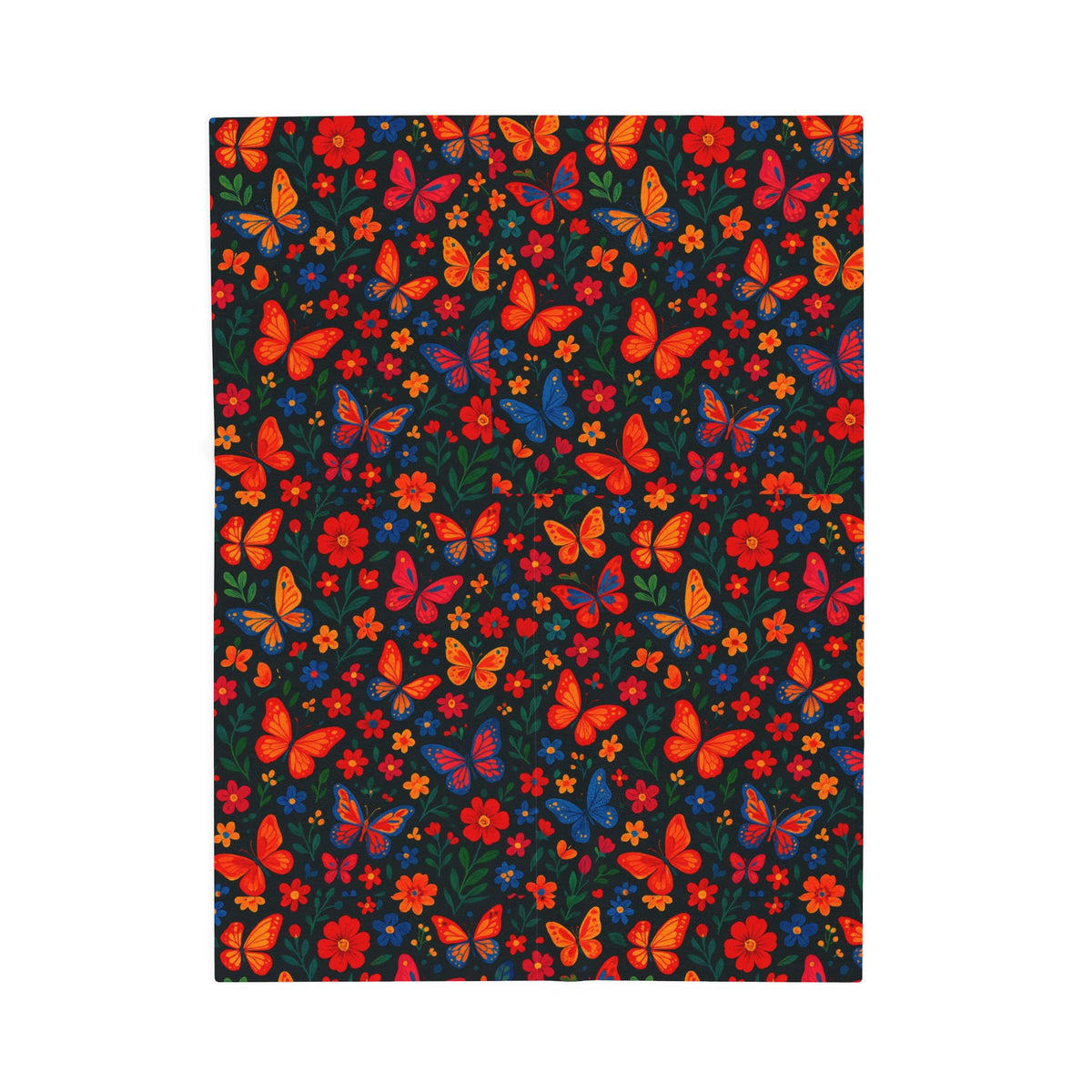 Autumn Butterflies Velveteen Plush Blanket | Fall Leaf Pattern, Cozy Throw Blanket, Fluttering Butterfly Bedding, Soft Autumn Lap Blanket,
