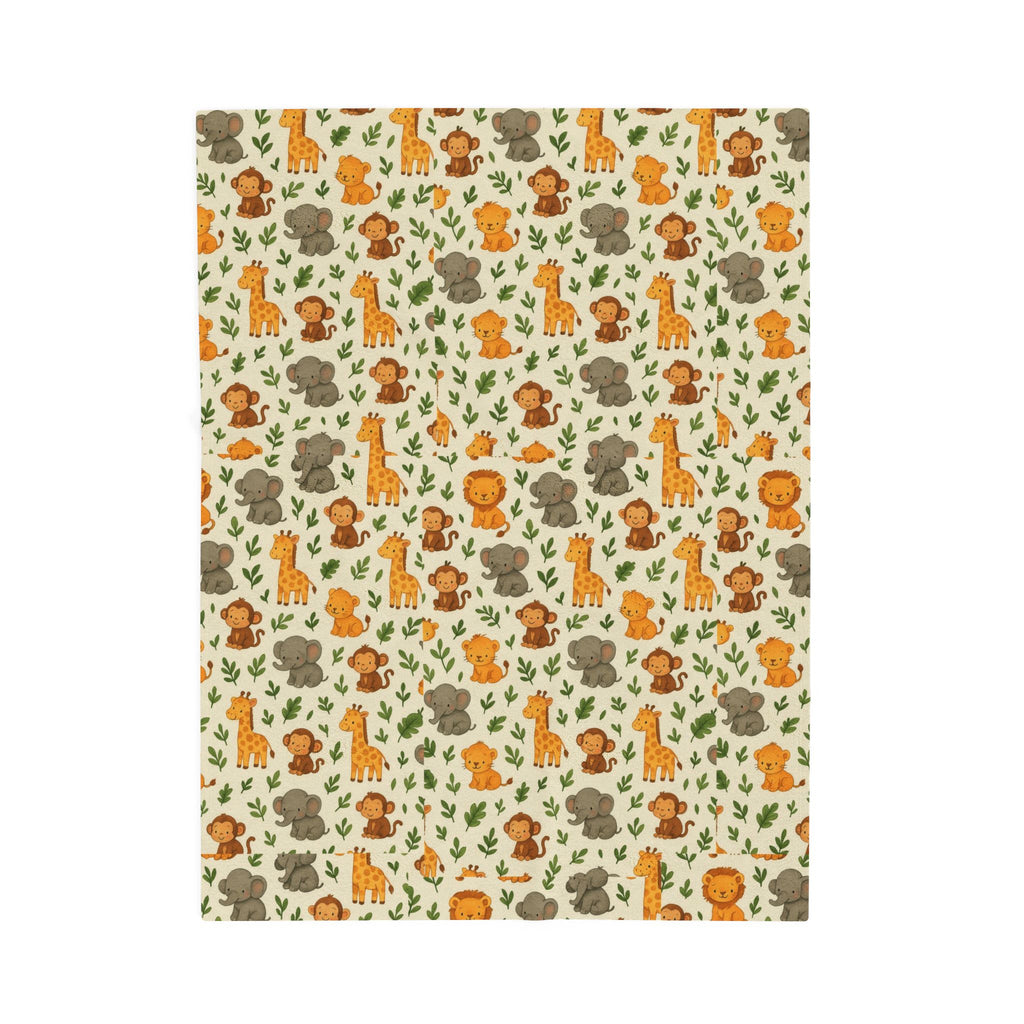 Autumn Woodland Animals Velveteen Plush Blanket | Fox & Mushroom Pattern
