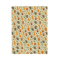Autumn Woodland Animals Velveteen Plush Blanket | Fox & Mushroom Pattern