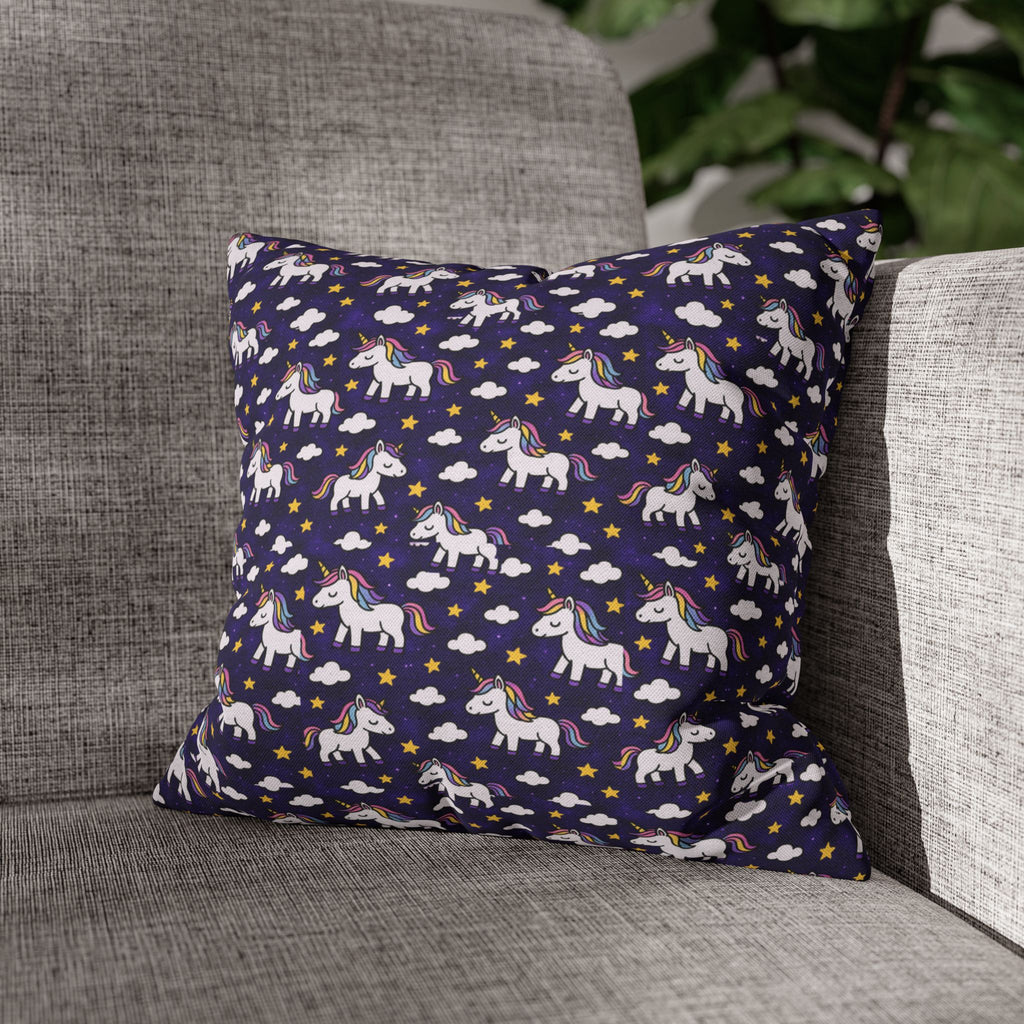 Unicorn Pattern Pillowcase | Square Polyester Throw Pillow Cover