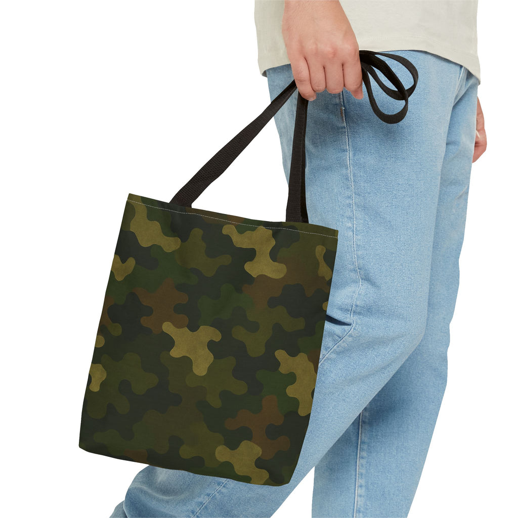 Green Camo Pattern Tote Bag | All-Over Print Canvas Tote