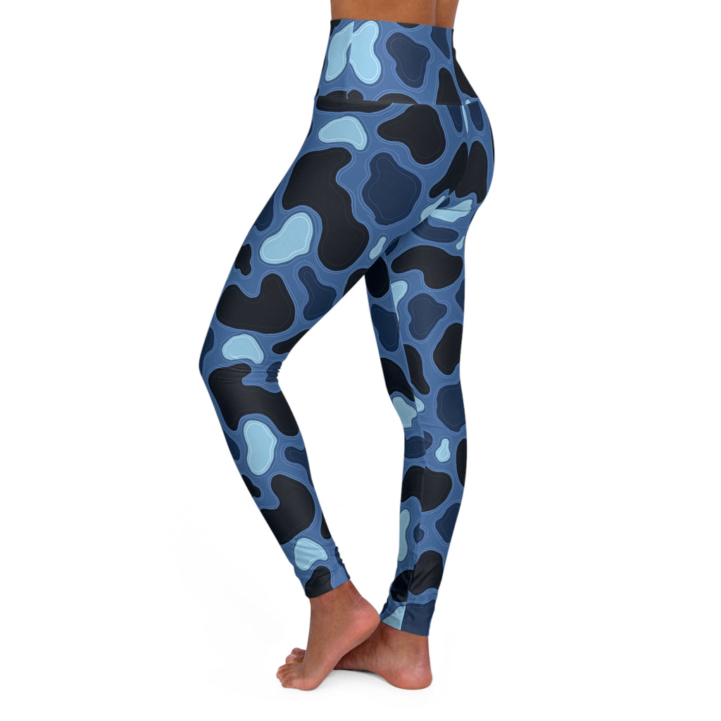 Patina Blue Army Pattern High Waisted Yoga Leggings | All-Over Print