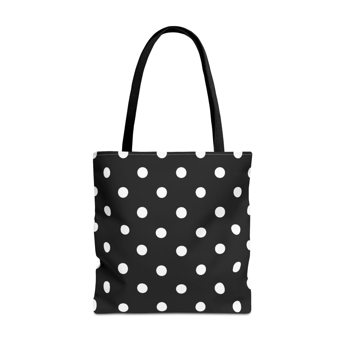 Black Polka Dot Tote Bag | White Dots on Black Background