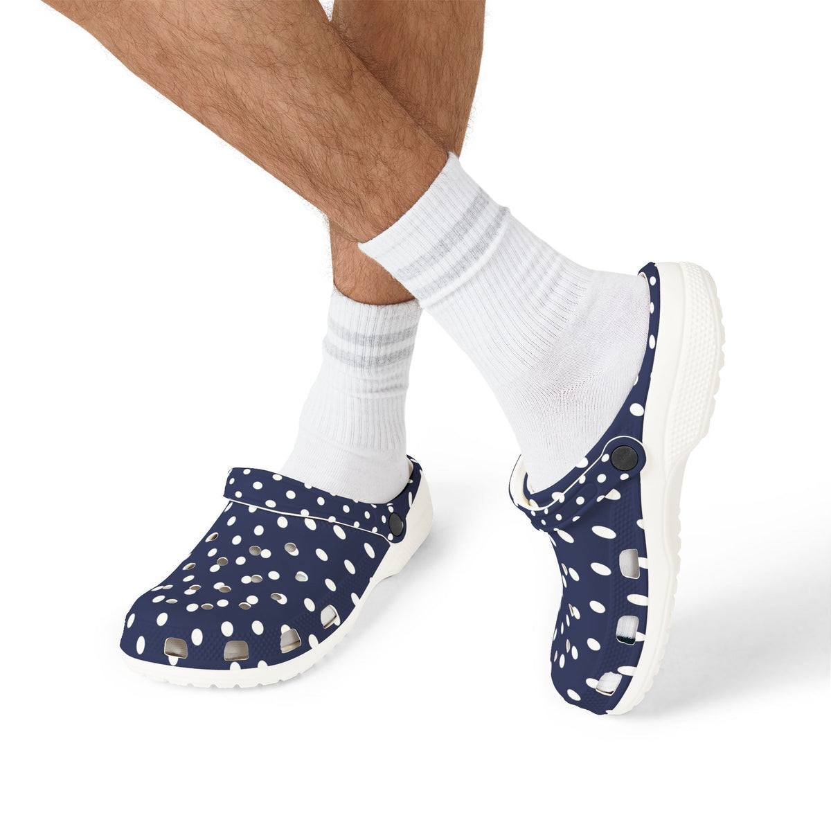 Navy & White Polka Dot EVA Foam Clogs