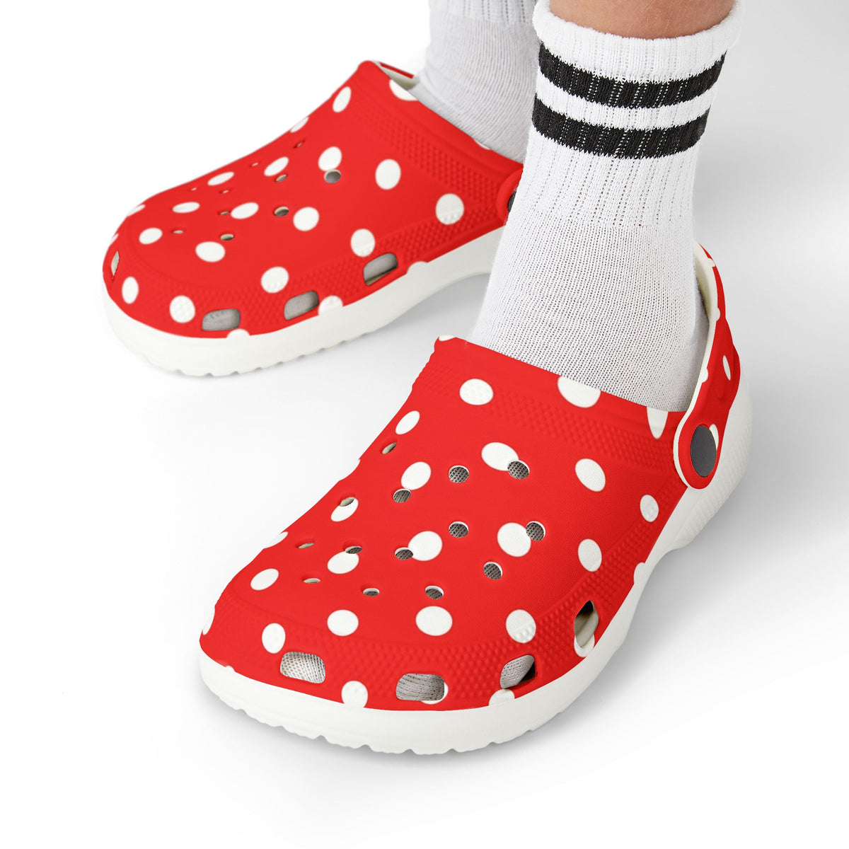 Kids Red & White Polka Dot EVA Foam Clogs