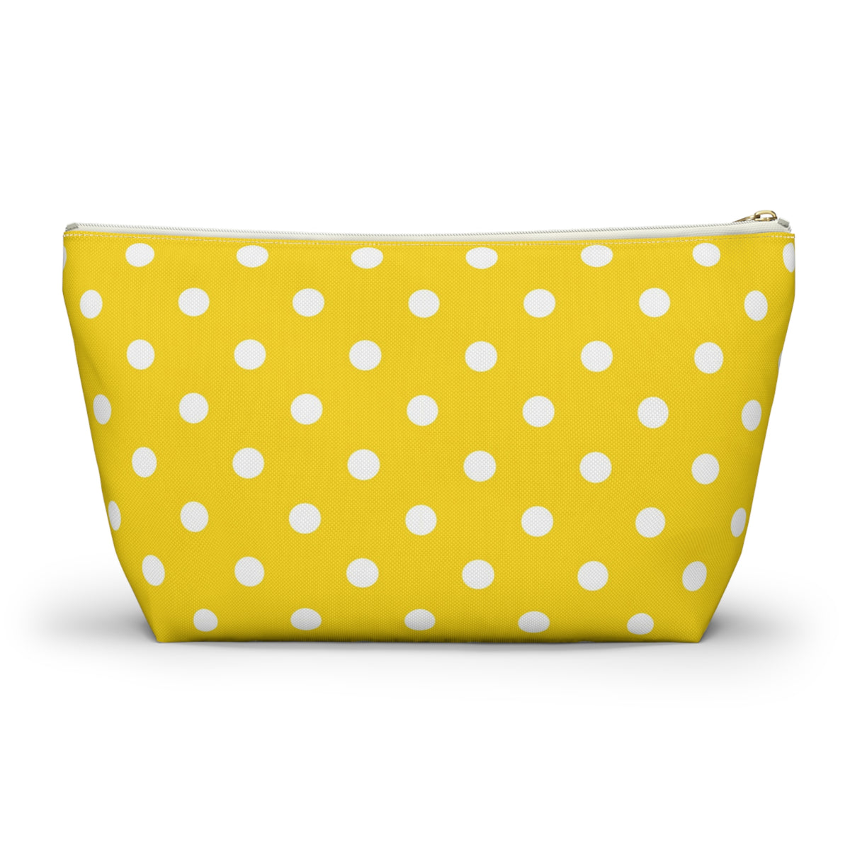 Yellow White Polka Dot Accessory Pouch | T-Bottom Cosmetic Bag