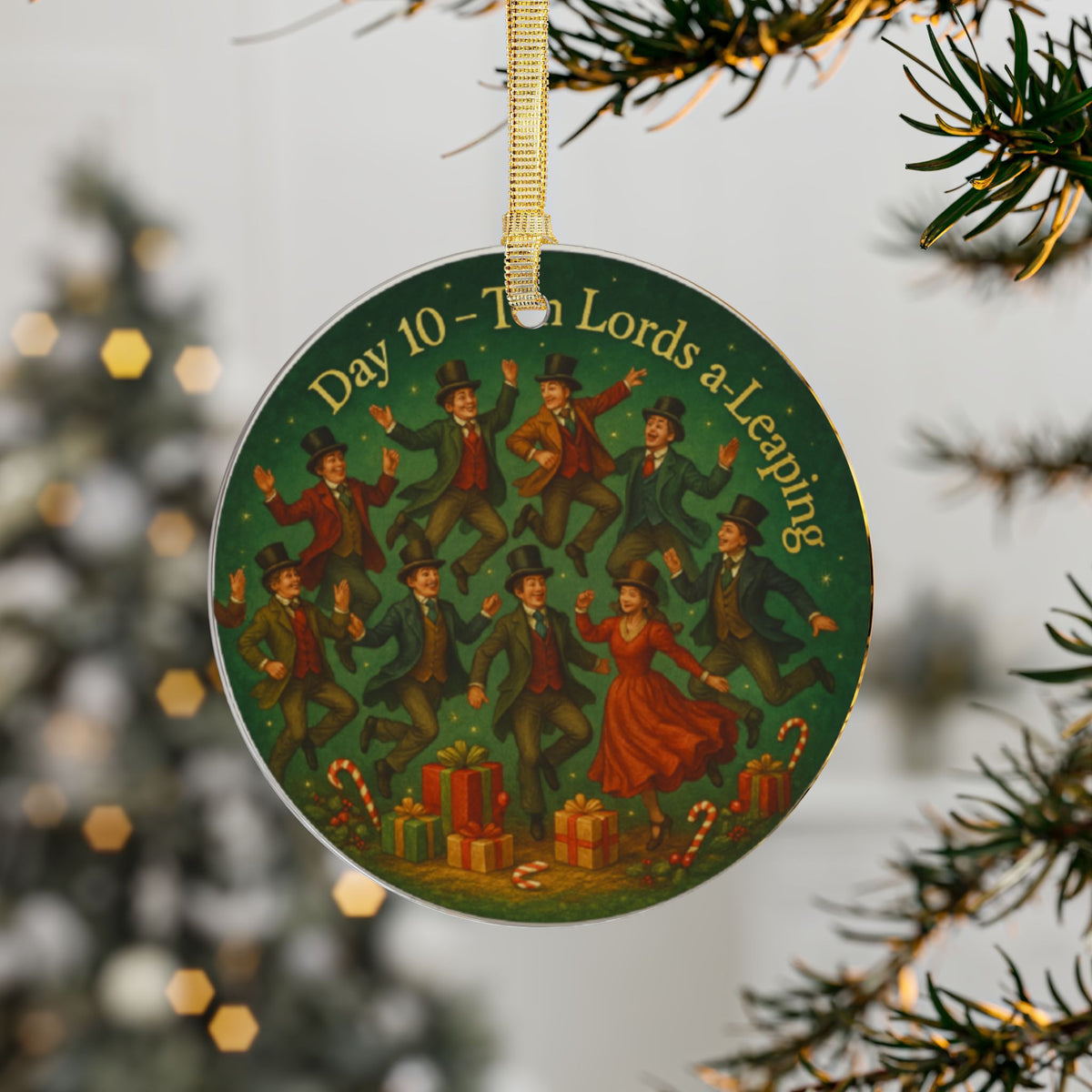 Ten Lords a-Leaping Ornament | Acrylic Christmas Tree Decoration | 12 Days of Christmas Ornament  Holiday Keepsake Gift & Festive Home Décor