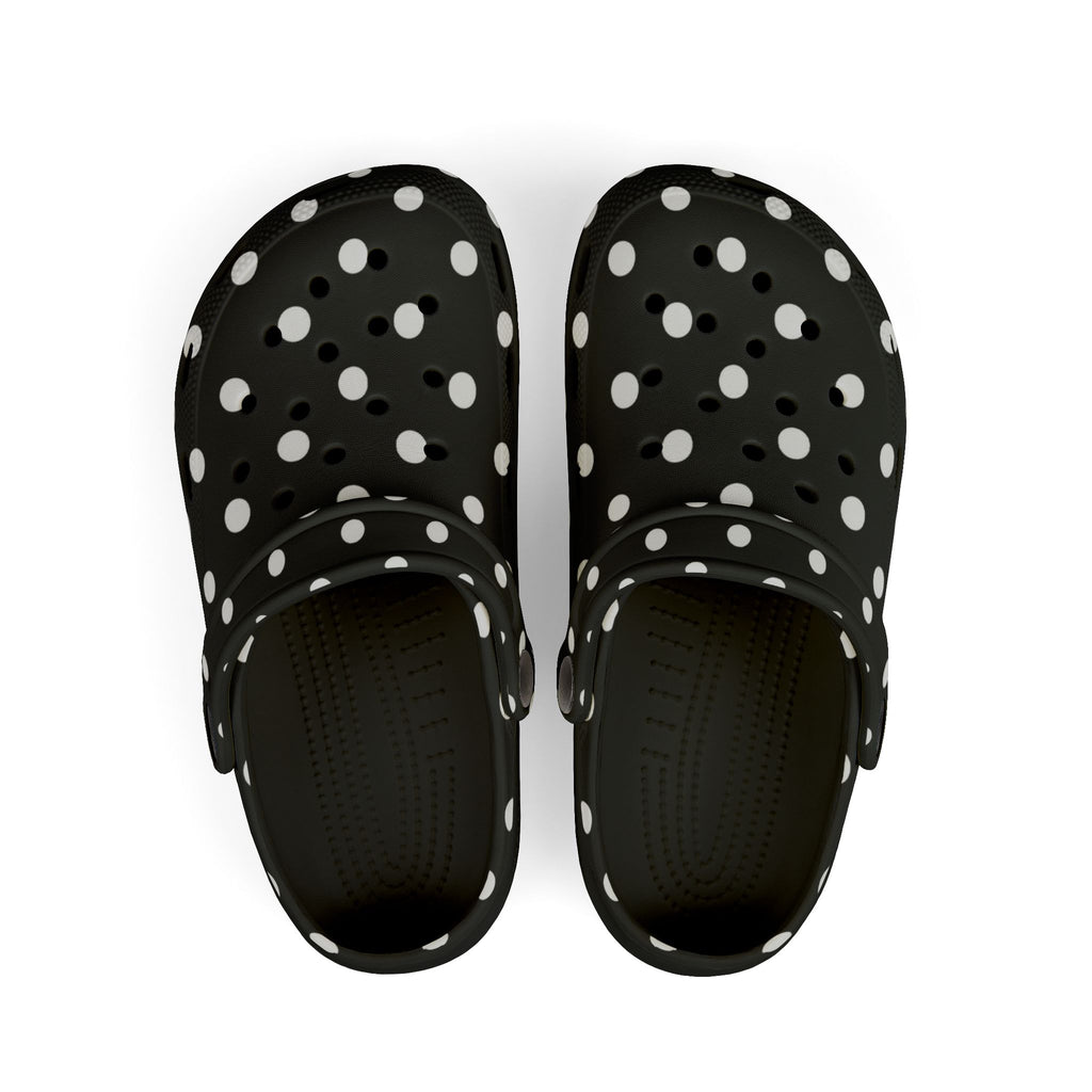 Kids Polka Dot EVA Foam Clogs – Black & White Comfort Slip-Ons