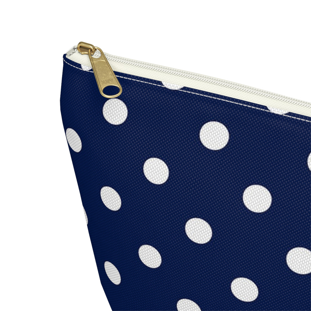 Navy White Polka Dot Accessory Pouch | Makeup Bag