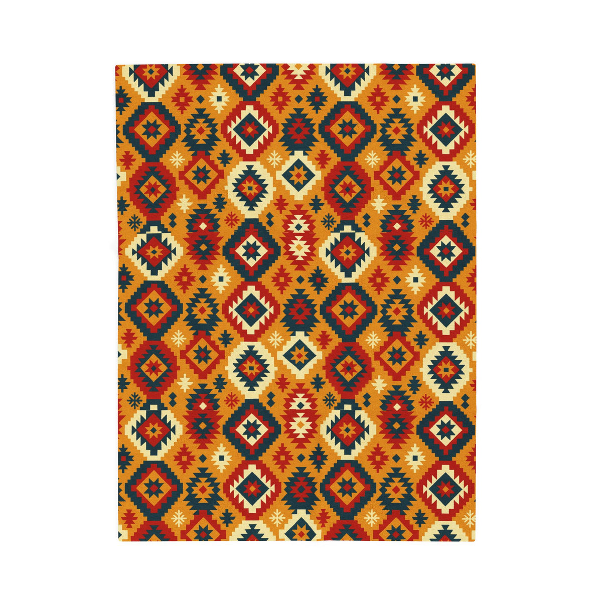 Southwestern Diamond Pattern Velveteen Plush Blanket | Aztec Geometric Throw