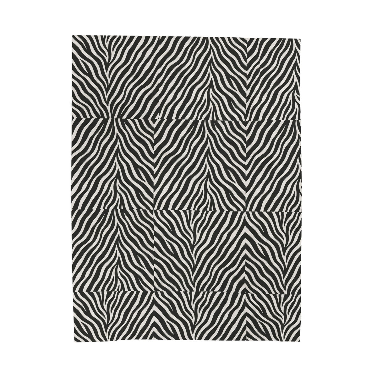 Zebra Stripe Pattern Velveteen Plush Blanket | Black White Animal Print