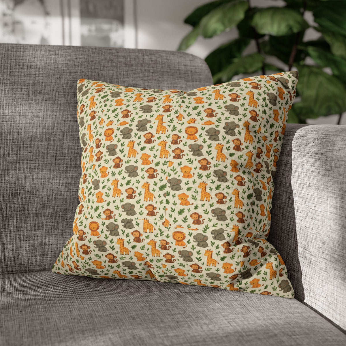 Autumn Woodland Animals Fox & Mushroom Spun Polyester Pillowcase, Fall Decor, Forest Creatures Cushion Cover, Woodland Nursery Accent,
