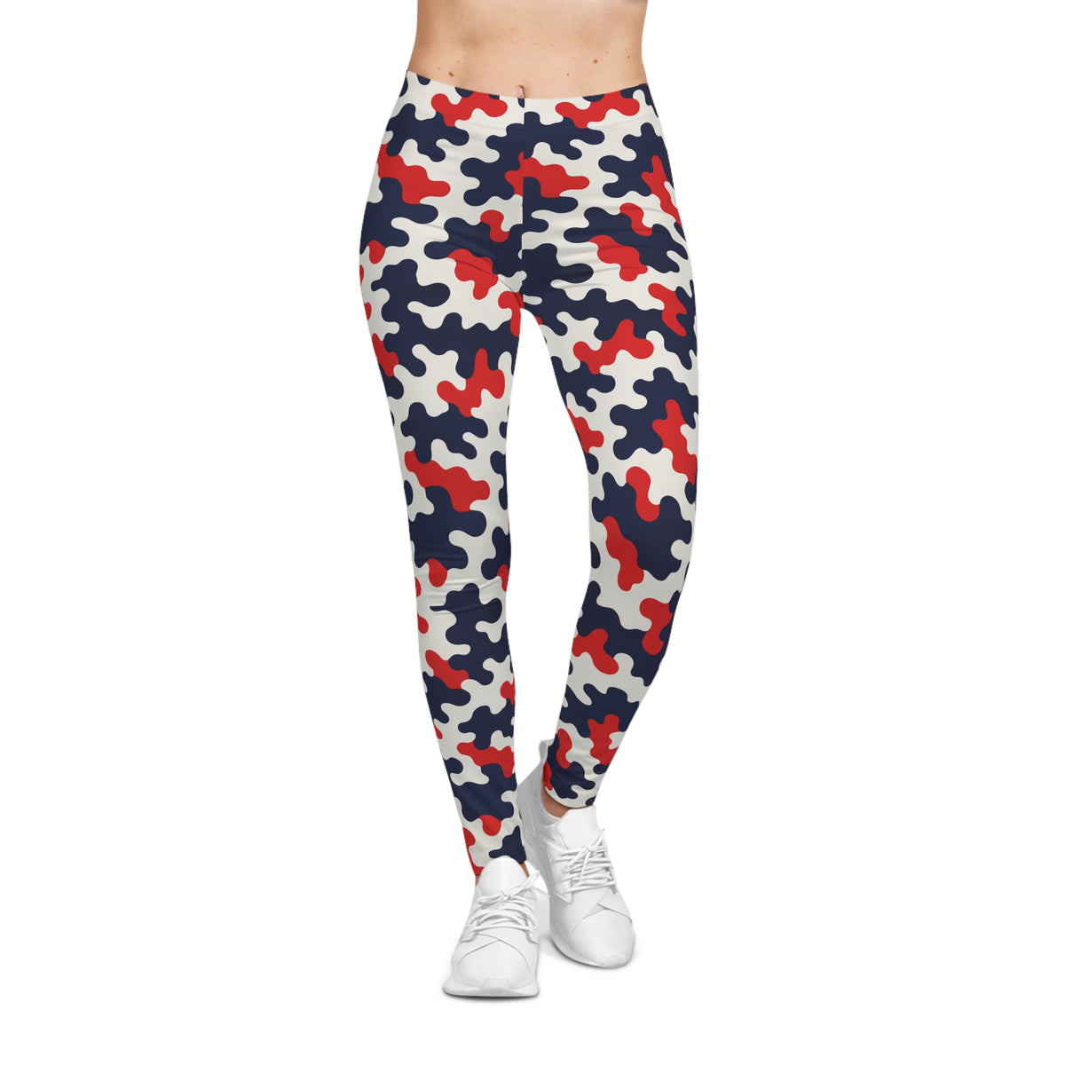 Red Navy Abstract Camouflage Leggings | All-Over-Print Leggings