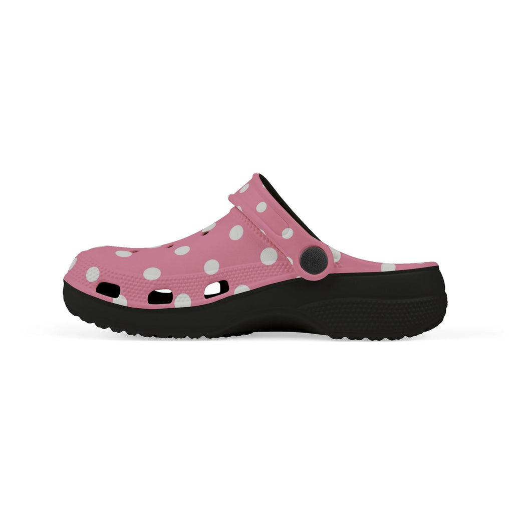 Kids Pink Polka Dot Foam Clogs — Lightweight EVA Slip-On Shoes