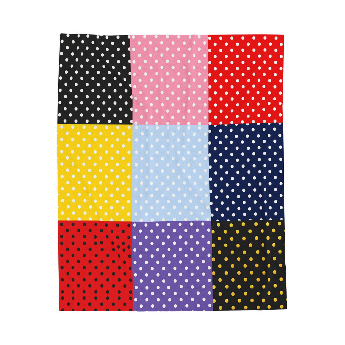 Polka Dot Patchwork Velveteen Plush Blanket | Colorful Dots Throw