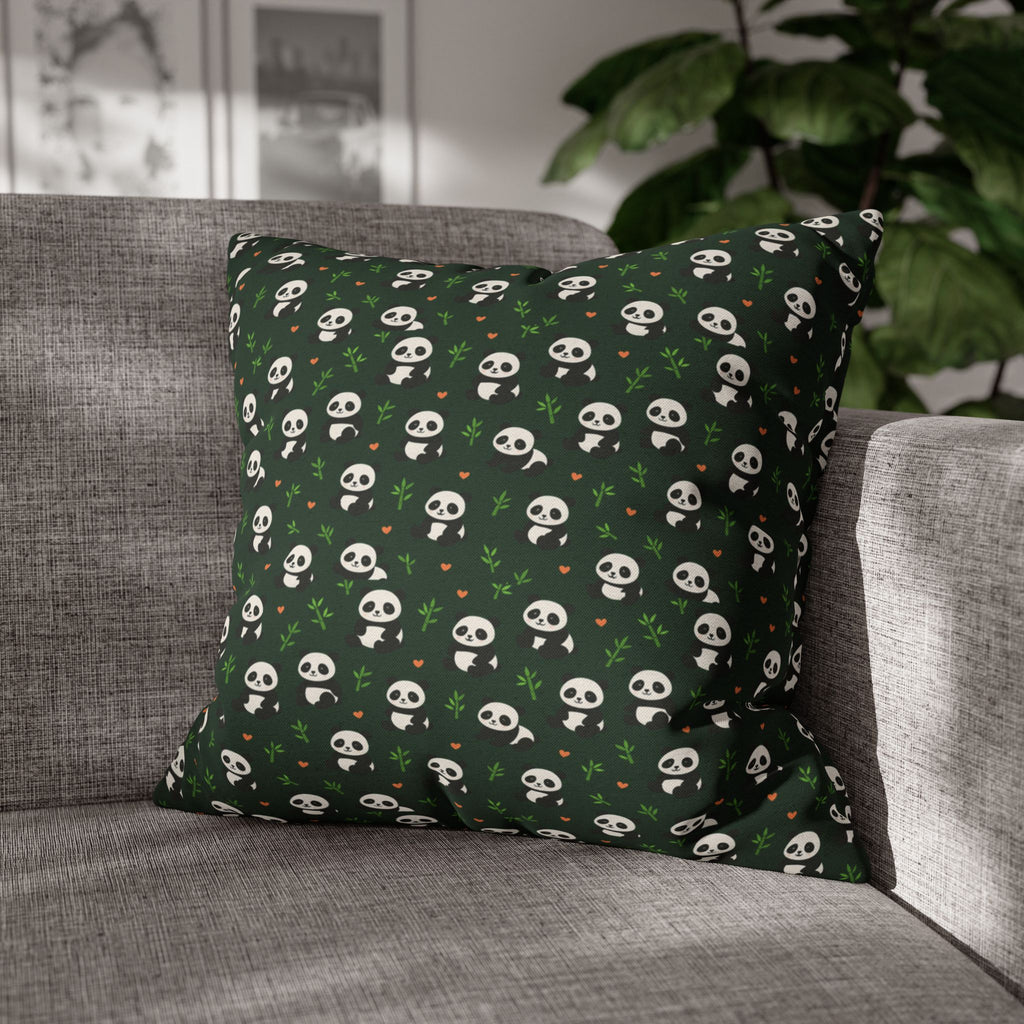 Panda Pattern Pillowcase, Decorative Pillow Cover, Animal Print Cushion Case, Cute Home Decor Accent, Gift for Panda Lovers