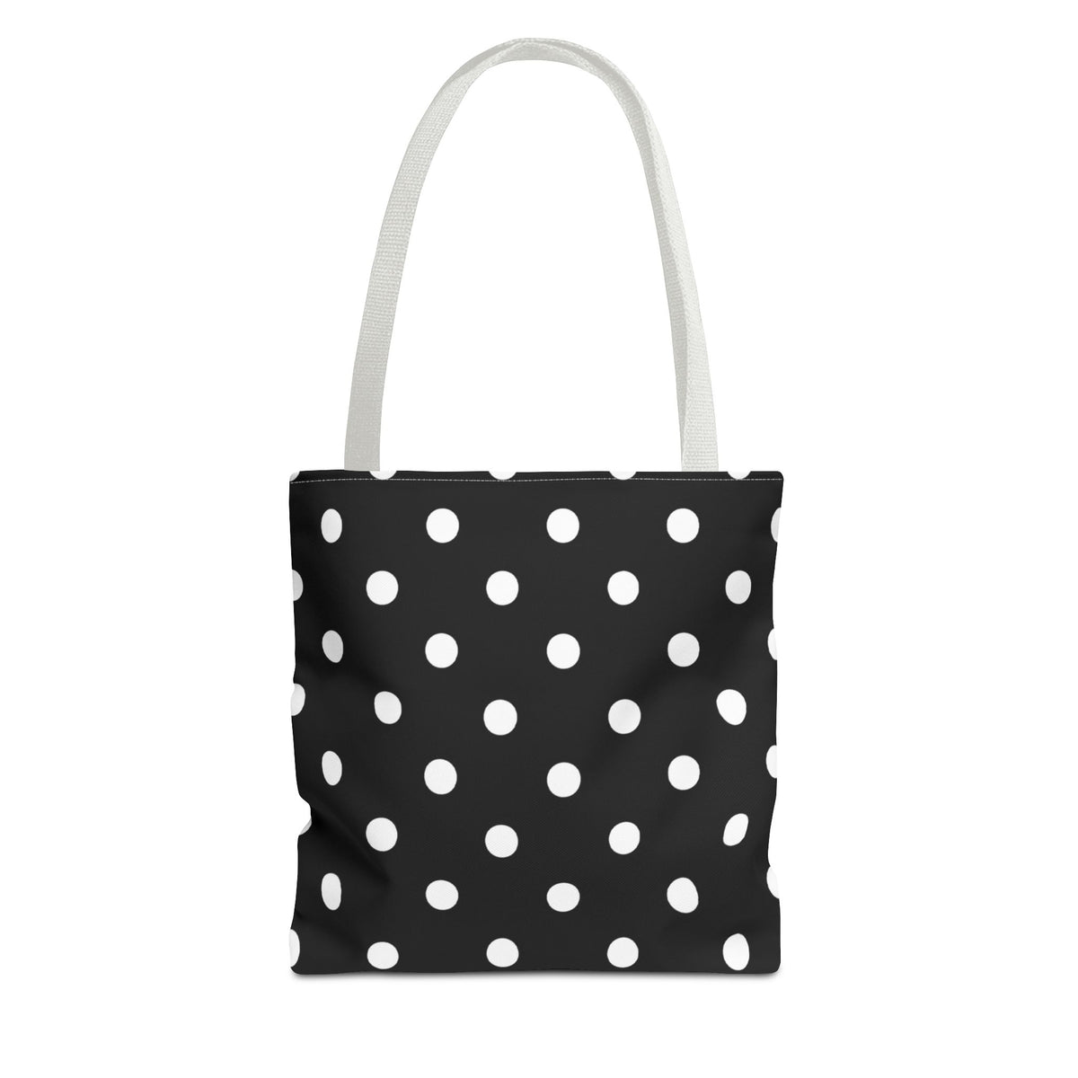 Black Polka Dot Tote Bag | White Dots on Black Background
