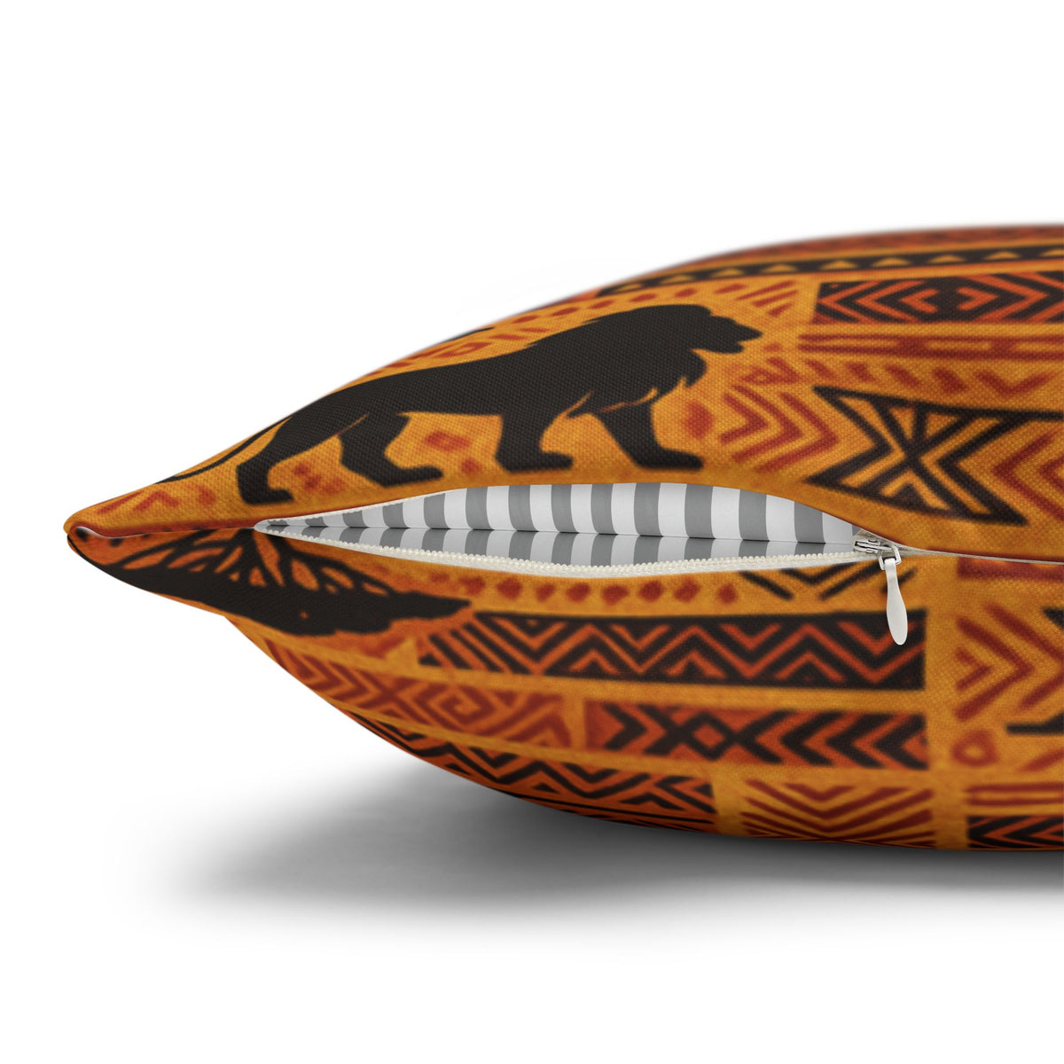 African Safari Pattern Pillowcase | Lion Silhouette Square Pillow