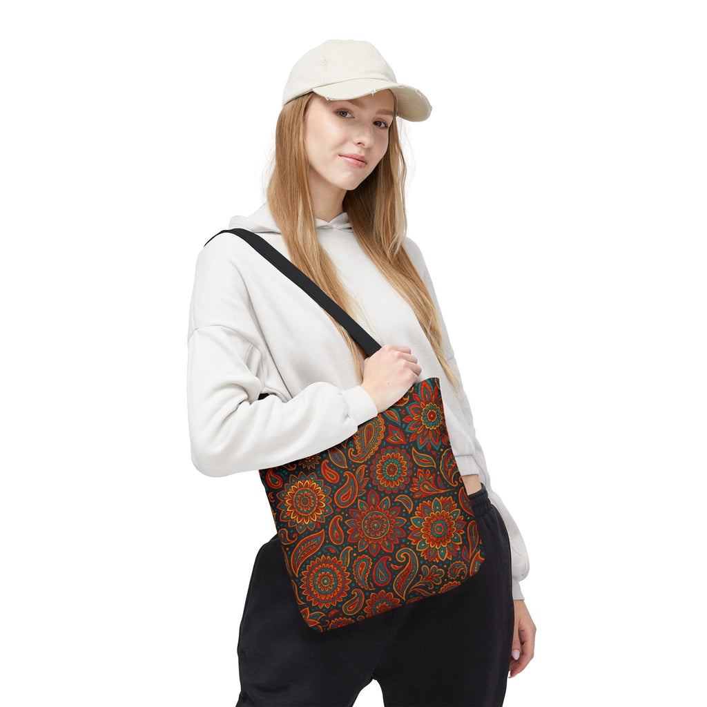 Boho Paisley Floral Pattern Tote Bag | Autumn Mandala All-Over Print