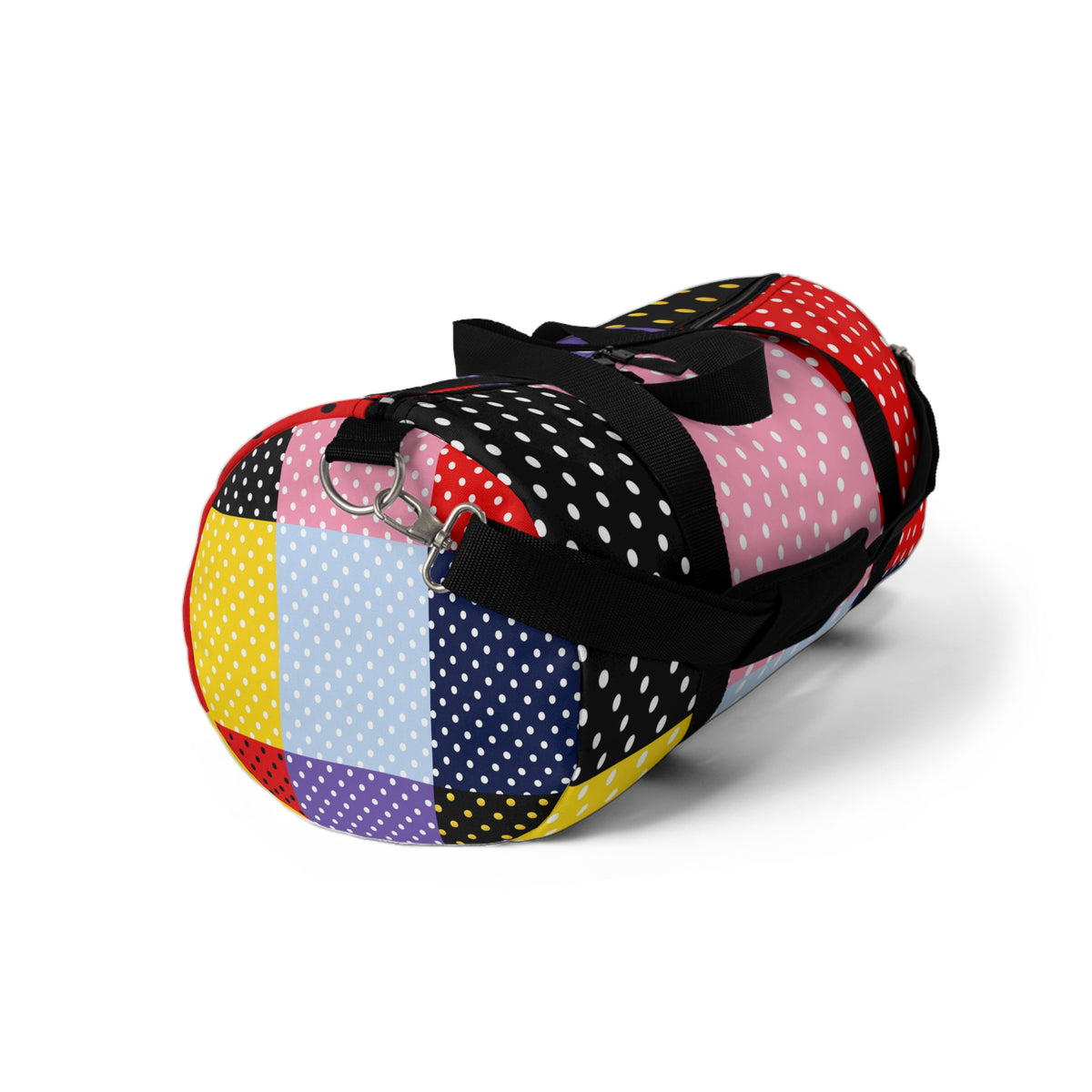Polka Dot Patchwork Duffel Bag — Colorblock Travel & Gym Bag