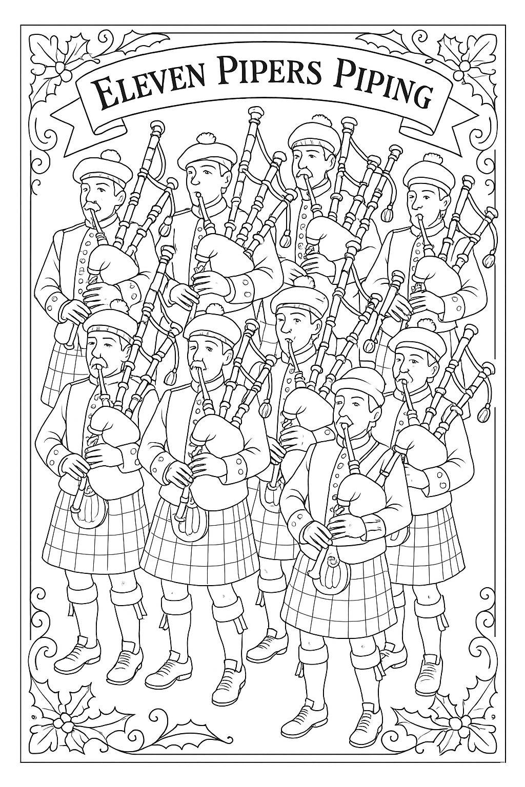 12 Days of Christmas Coloring Book, Holiday Activity (Digital Download)