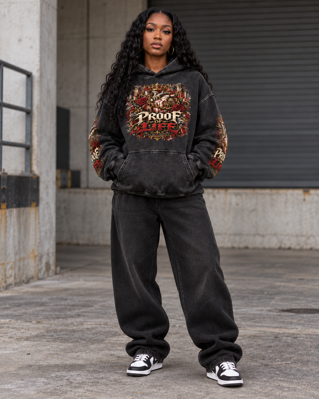Proof of Life Snow Washed Loose Cotton Hoodie