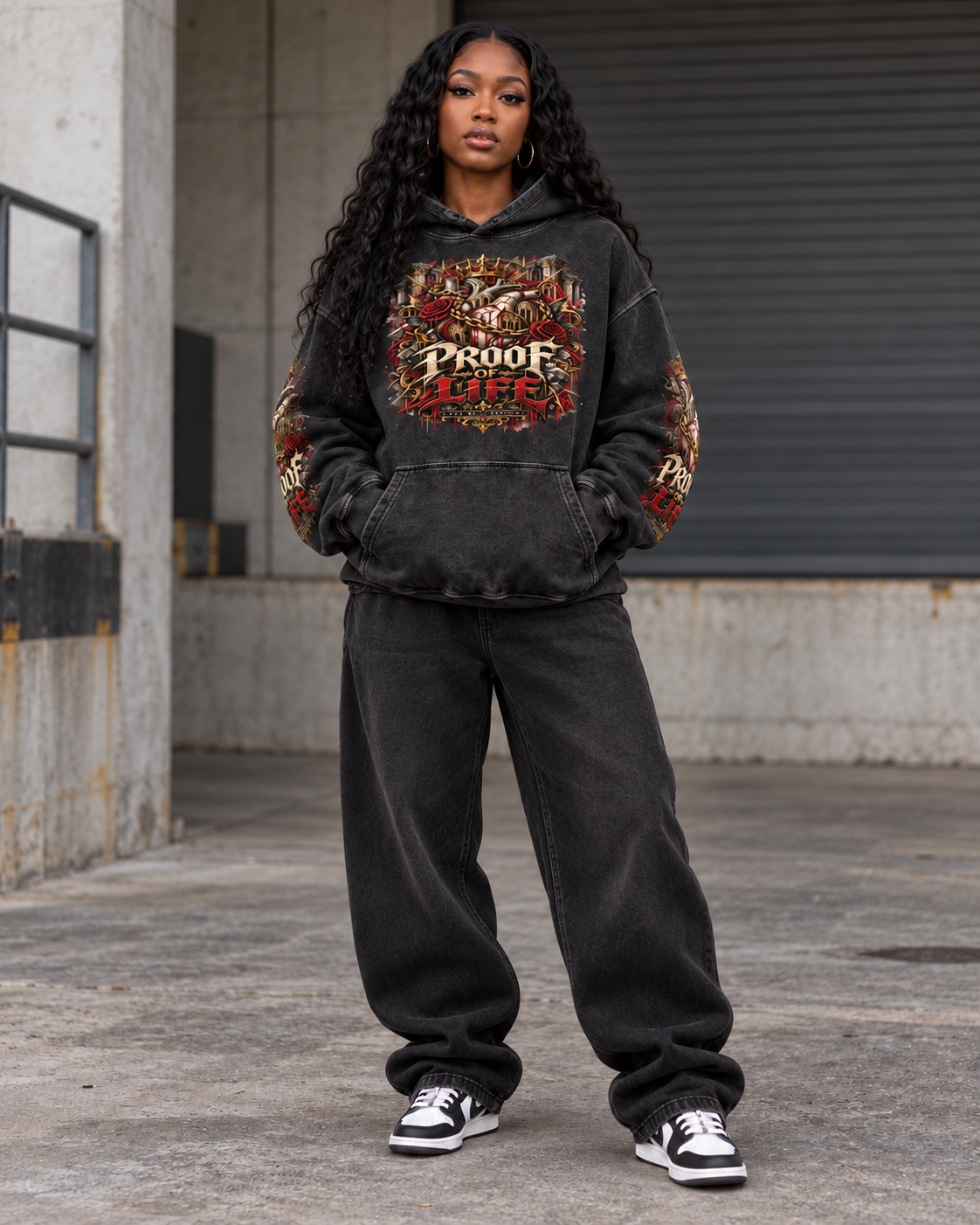 Proof of Life Snow Washed Loose Cotton Hoodie