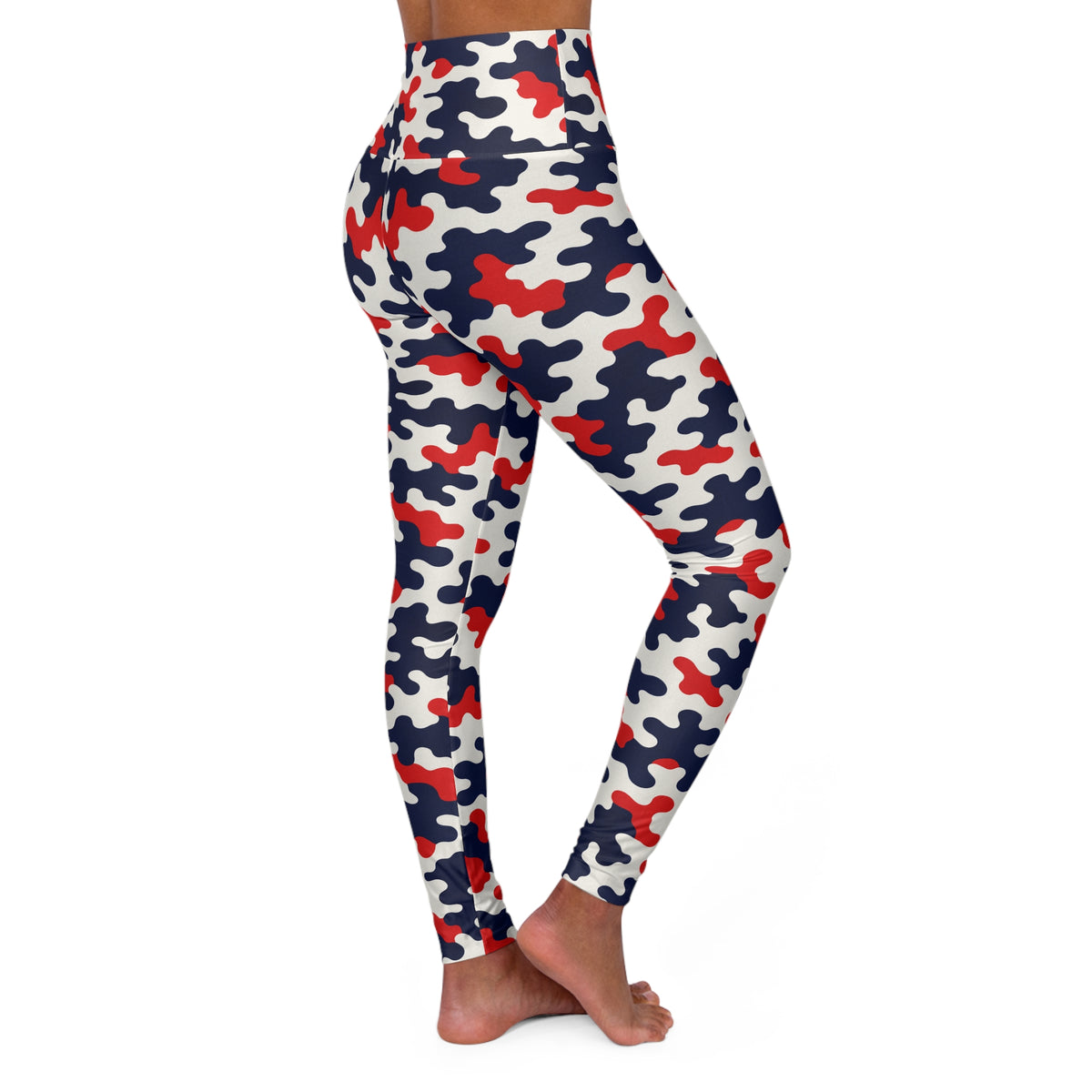 Red White Blue Camo Leggings High Waisted Yoga Leggings | All-Over Print