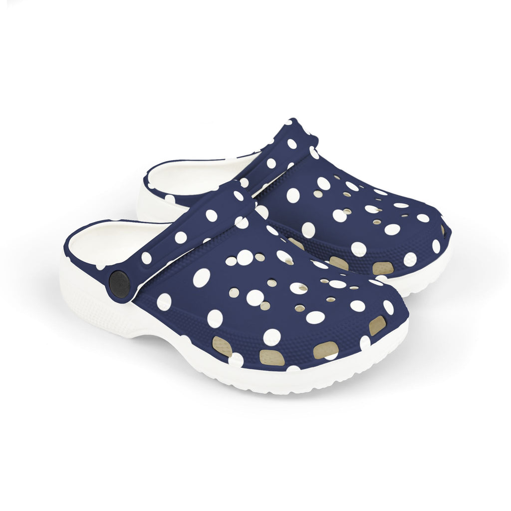 Kids Navy Polka Dot EVA Foam Clogs – Lightweight Slip-On Sandals for Toddlers & Children