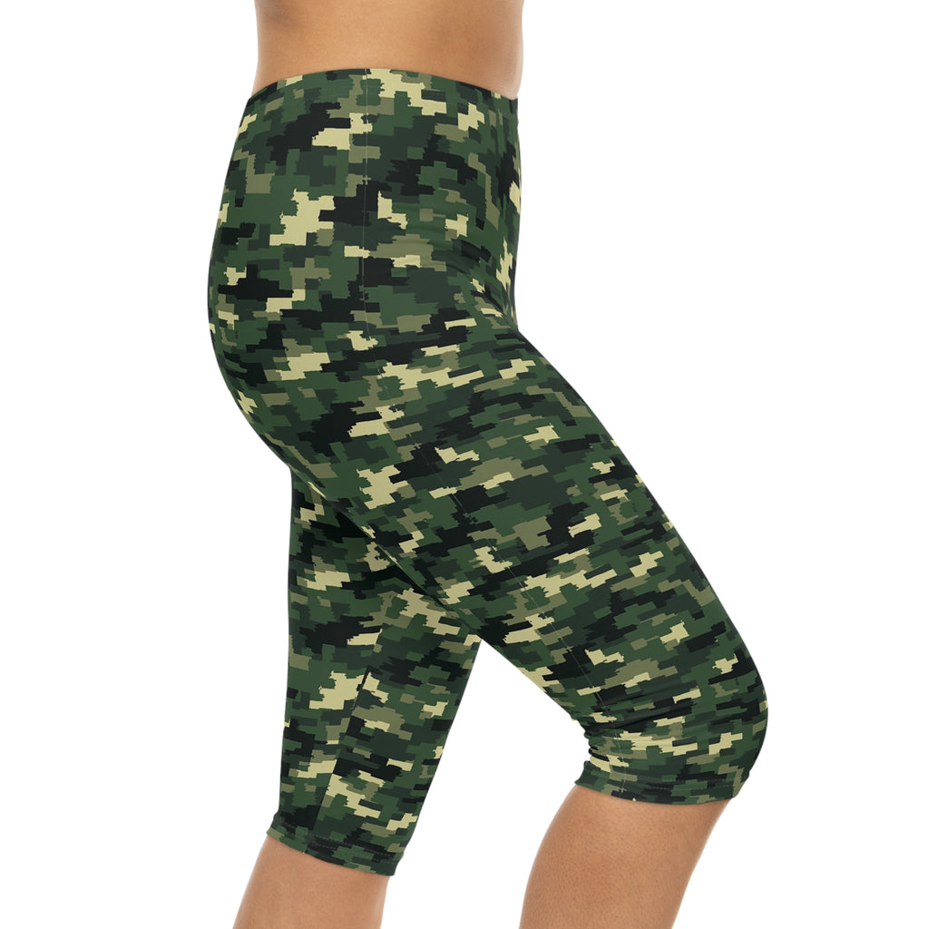 Green Camo Capri Leggings | Camo Print Leggings