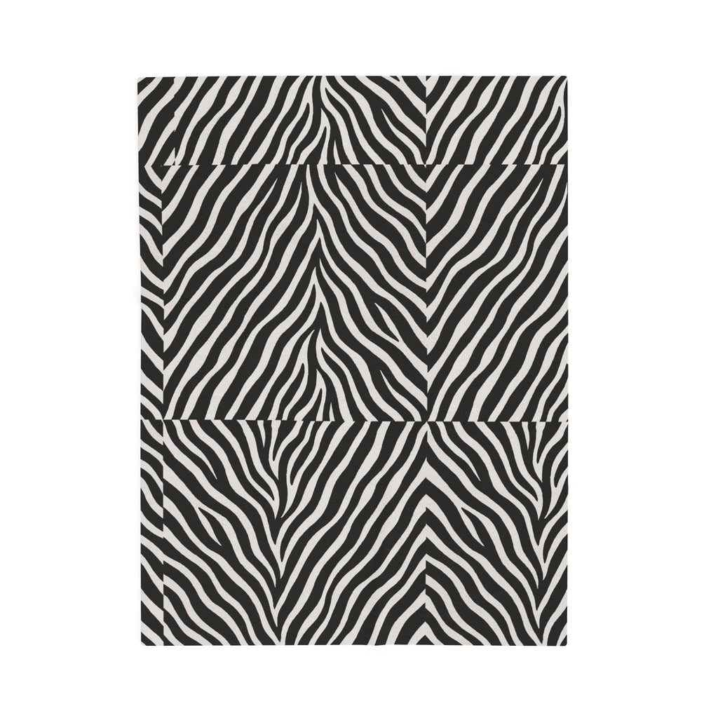 Zebra Stripe Pattern Velveteen Plush Blanket | Black White Animal Print