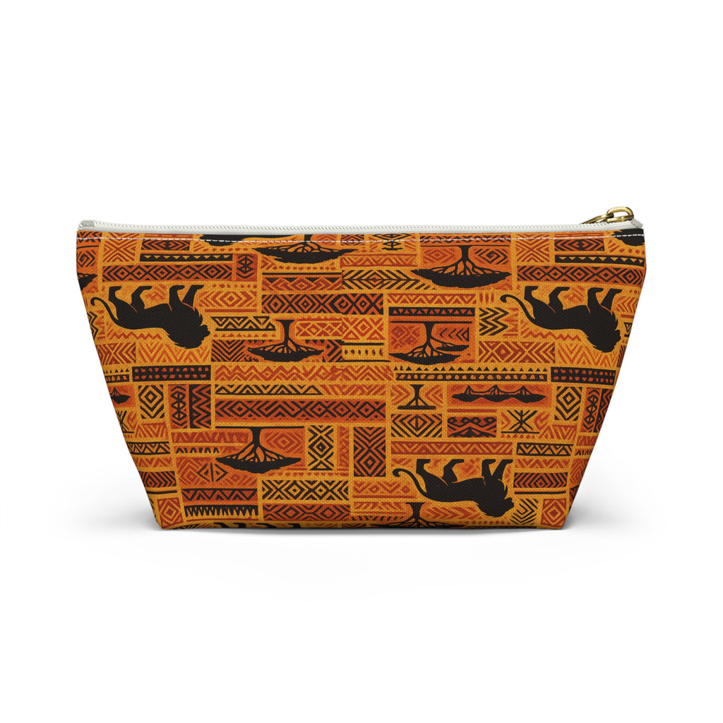 African Safari Lion Pattern Accessory Pouch | T-Bottom Cosmetic Bag