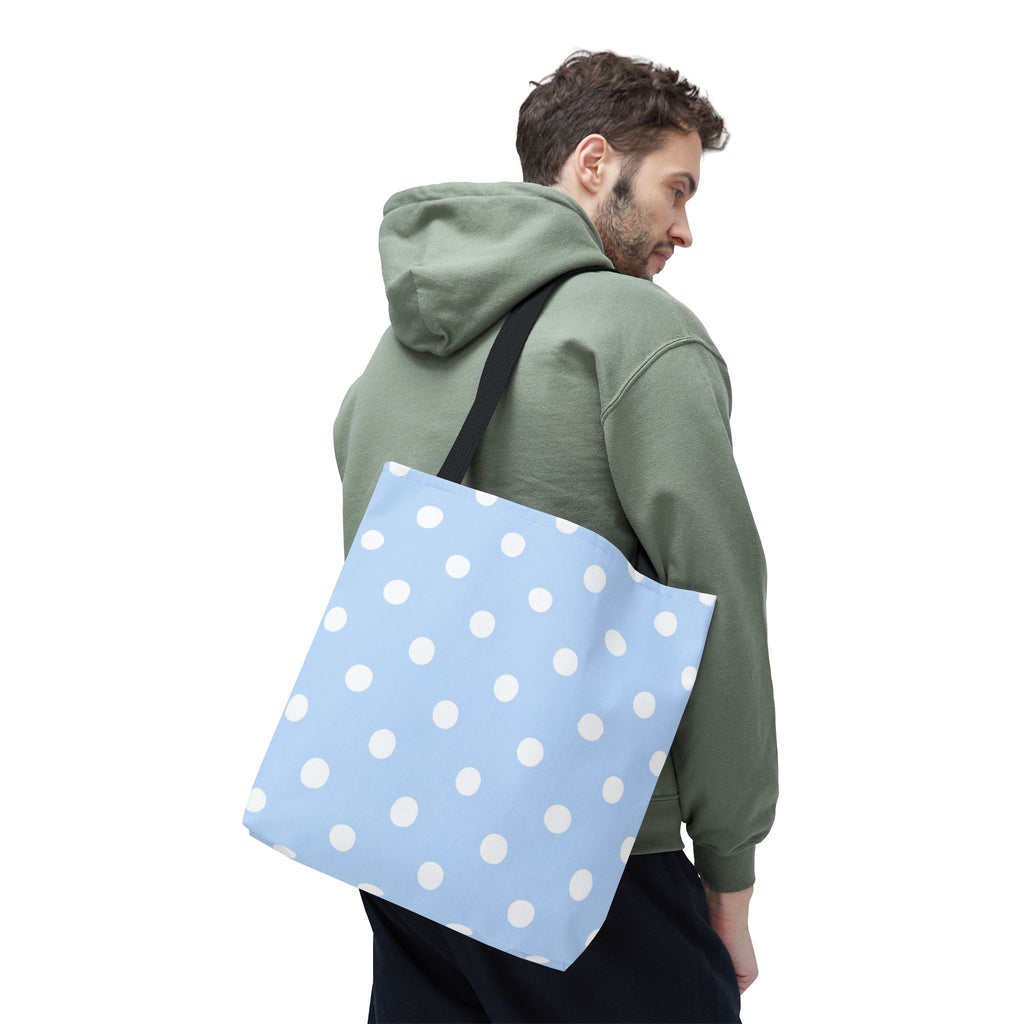 Light Blue with White Polka Dots on Baby Blue Tote