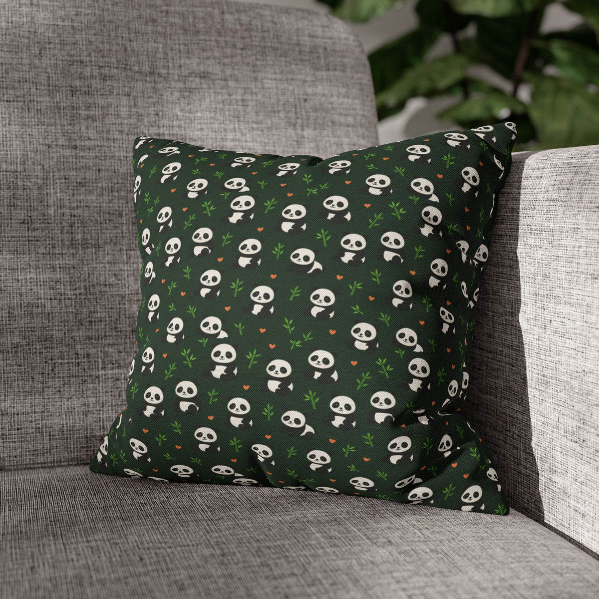 Panda Pattern Pillowcase, Decorative Pillow Cover, Animal Print Cushion Case, Cute Home Decor Accent, Gift for Panda Lovers