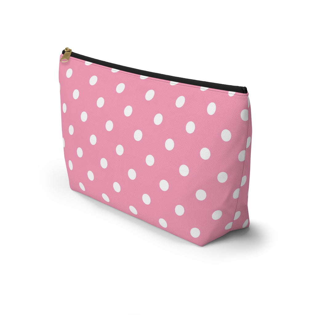 Pink Polka Dot Accessory Pouch | T-Bottom Makeup Bag