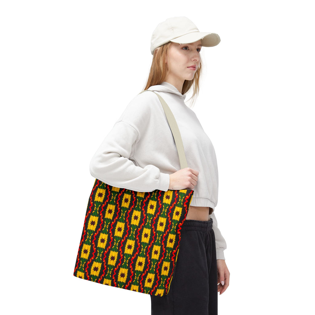 African Geometric Pattern Tote Bag | Yellow Red Green Print