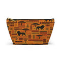 African Safari Lion Pattern Accessory Pouch | T-Bottom Cosmetic Bag