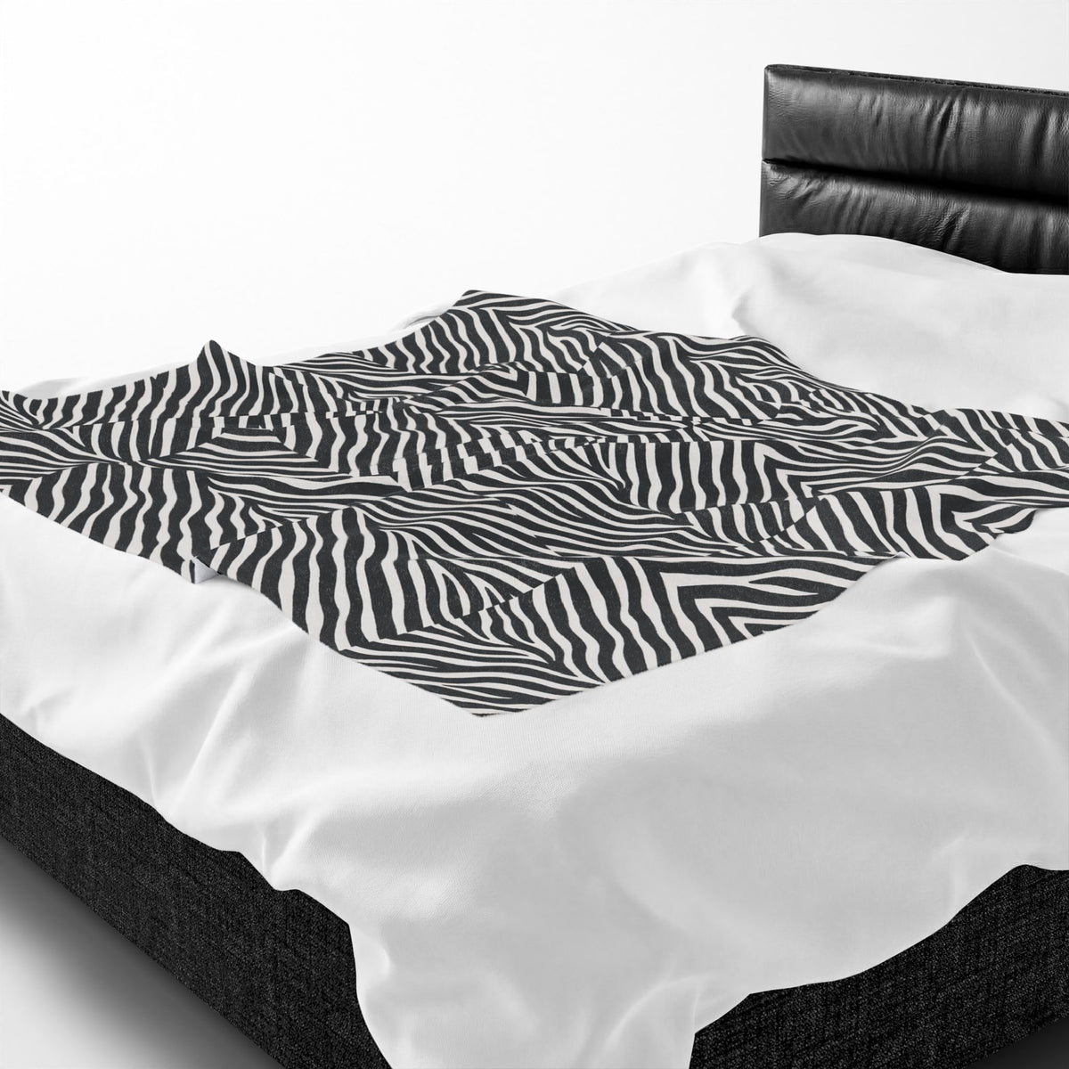 Zebra Stripe Pattern Velveteen Plush Blanket | Black White Animal Print