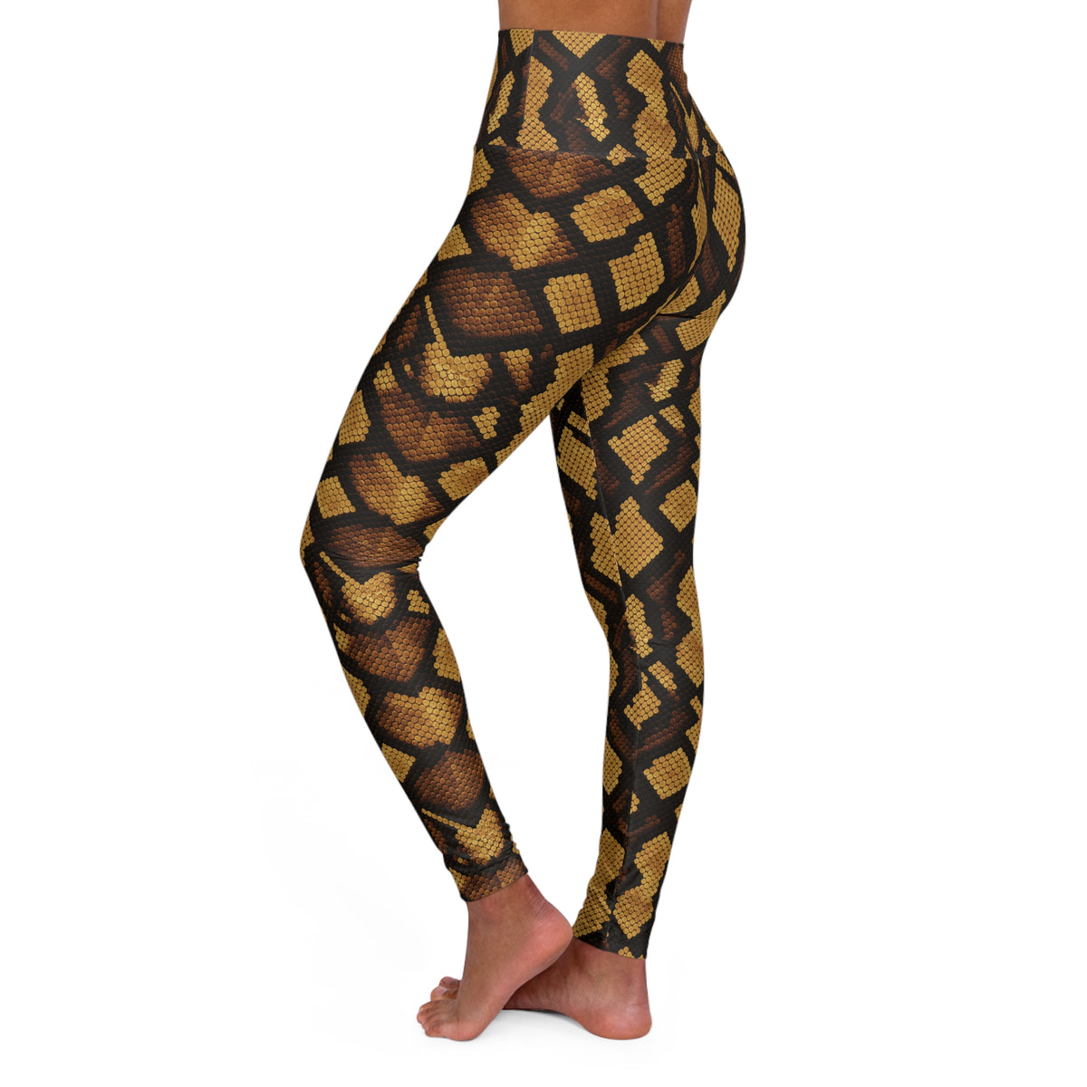 Brown Snake Skin Pattern Leggings | High Waisted Yoga Leggings