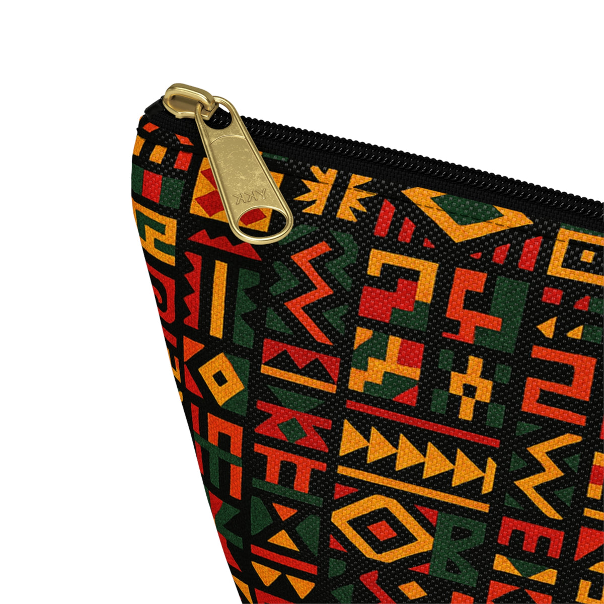 African Tribal Pattern Accessory Pouch | T-Bottom Zip Cosmetic Bag