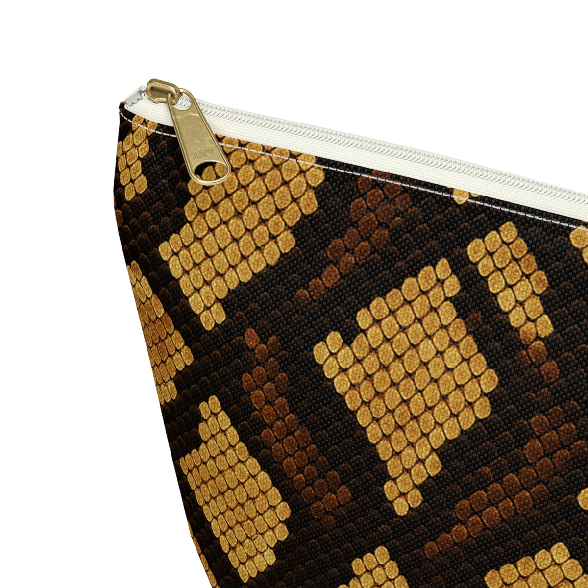 Brown Snake Print Accessory Pouch | T-Bottom Cosmetic Bag
