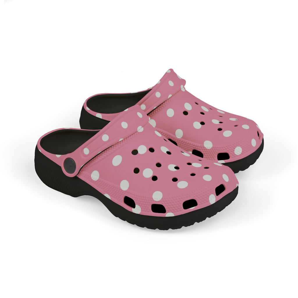 Kids Pink Polka Dot Foam Clogs — Lightweight EVA Slip-On Shoes