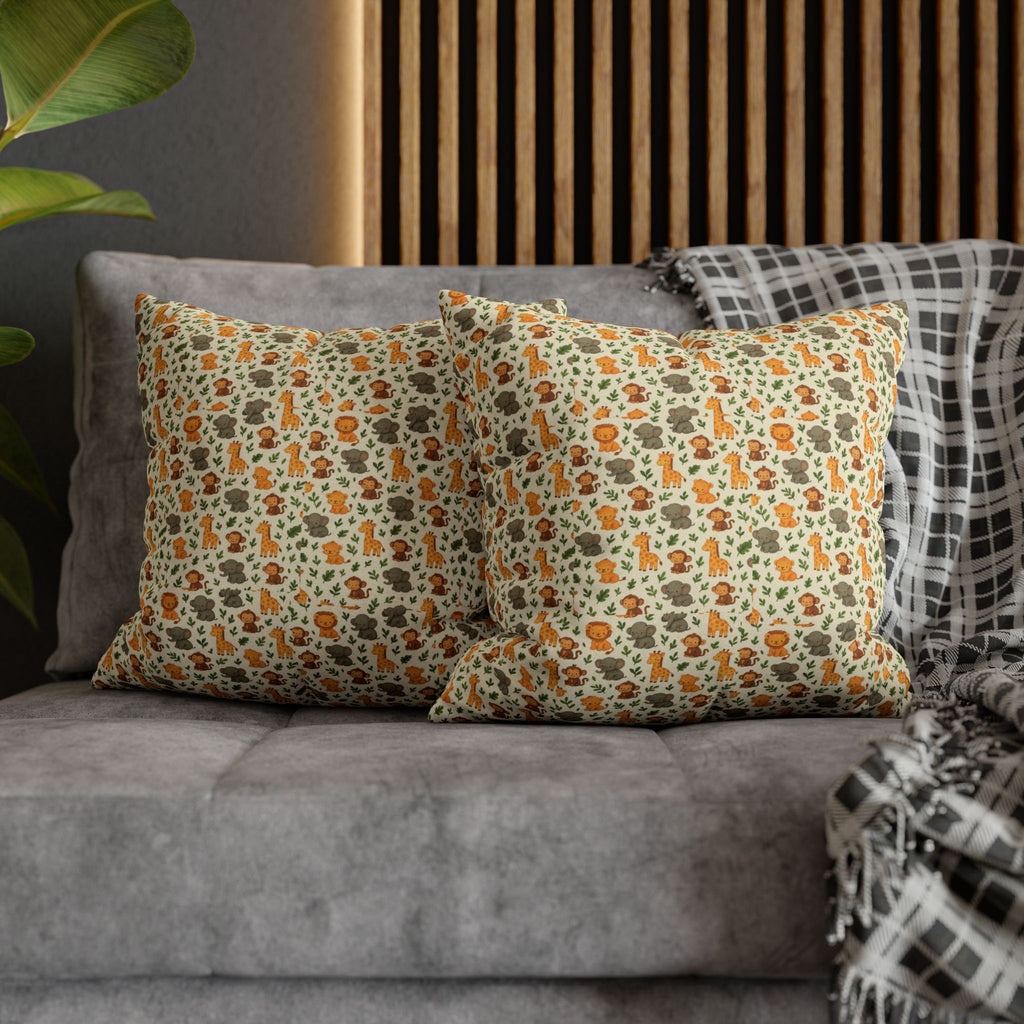 Autumn Woodland Animals Fox & Mushroom Spun Polyester Pillowcase, Fall Decor, Forest Creatures Cushion Cover, Woodland Nursery Accent,