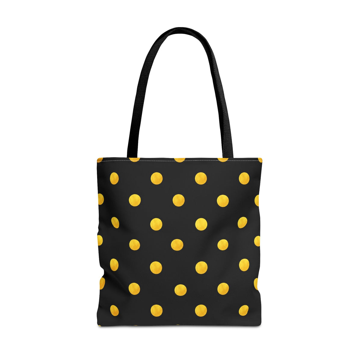 Gold Polka Dot Tote Bag | Black Background, Metallic Spot Pattern