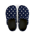 Kids Navy Polka Dot EVA Foam Clogs – Lightweight Slip-On Sandals for Toddlers & Children