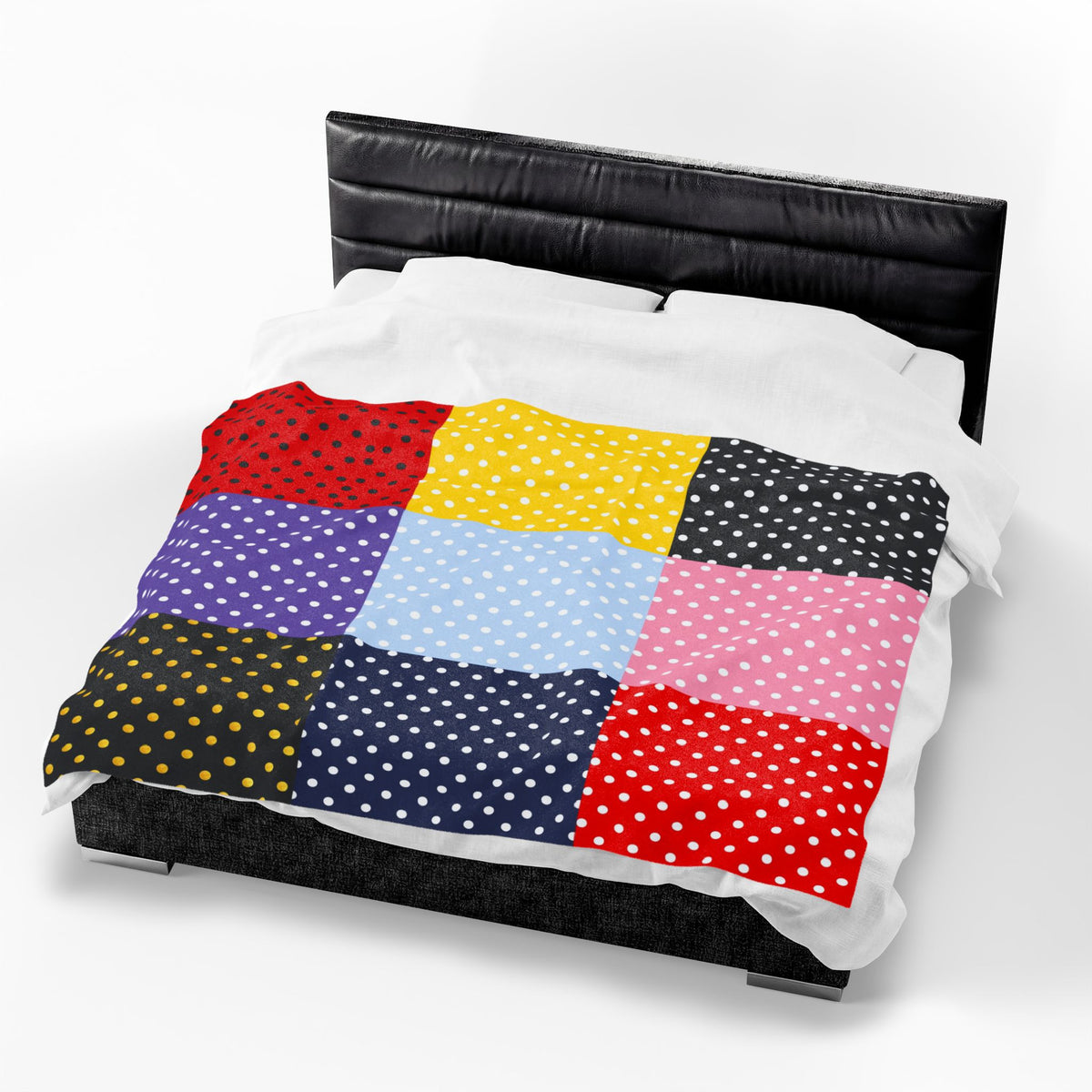 Polka Dot Patchwork Velveteen Plush Blanket | Colorful Dots Throw