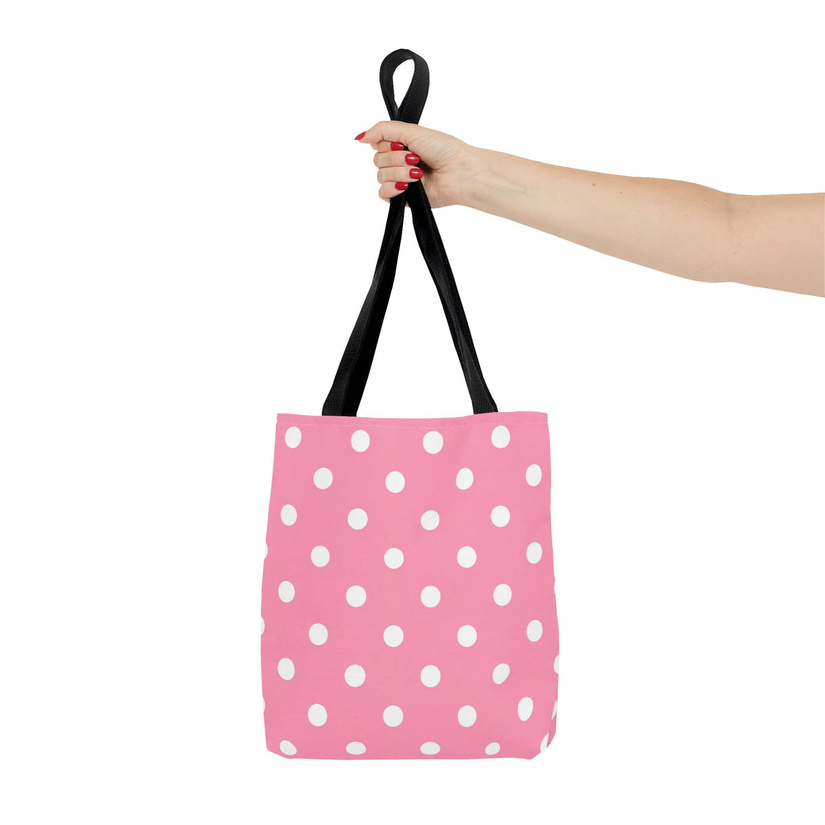 Pink With White Polka Dot Pink Tote Bag | All-Over Print