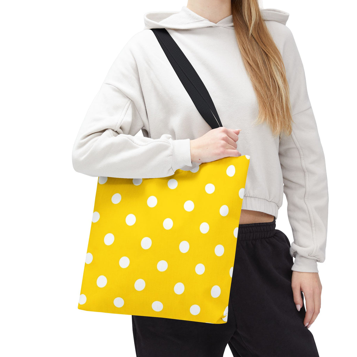 Yellow & White Polka Dot Yellow Tote Bag | All-Over Print