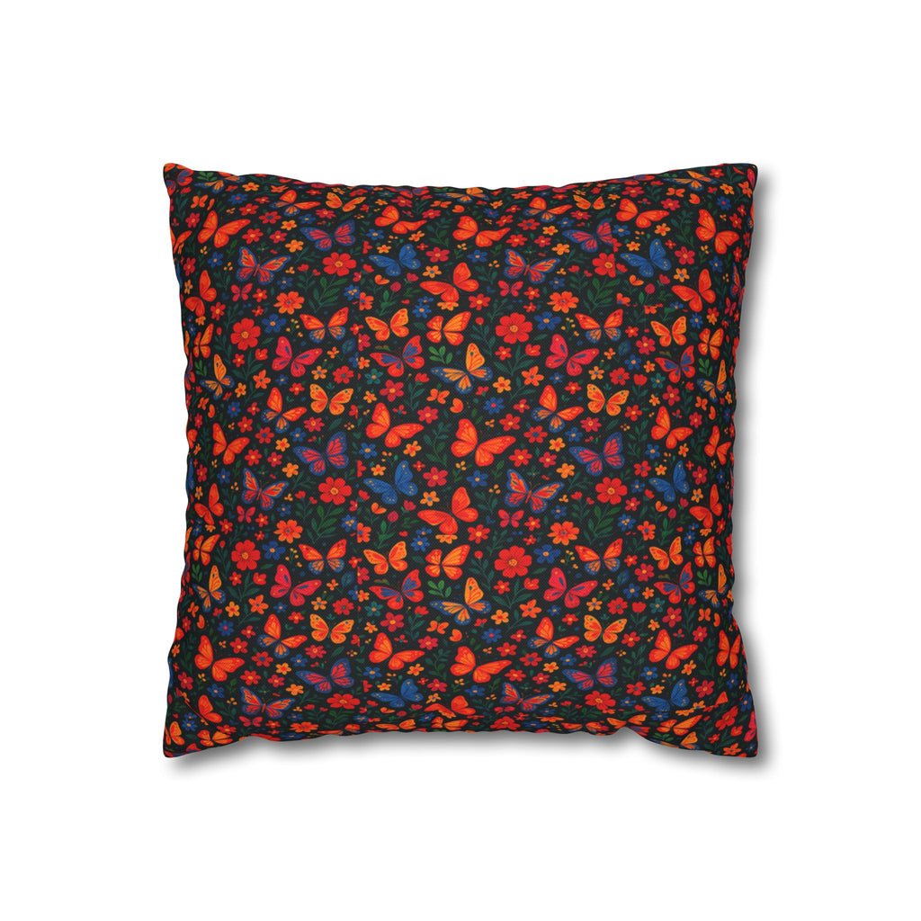 Butterflies Floral Pillowcase, Home Decor, Throw Pillow Cover, Bedroom Accessory, Gift for Her, Spun Polyester Square Pillow