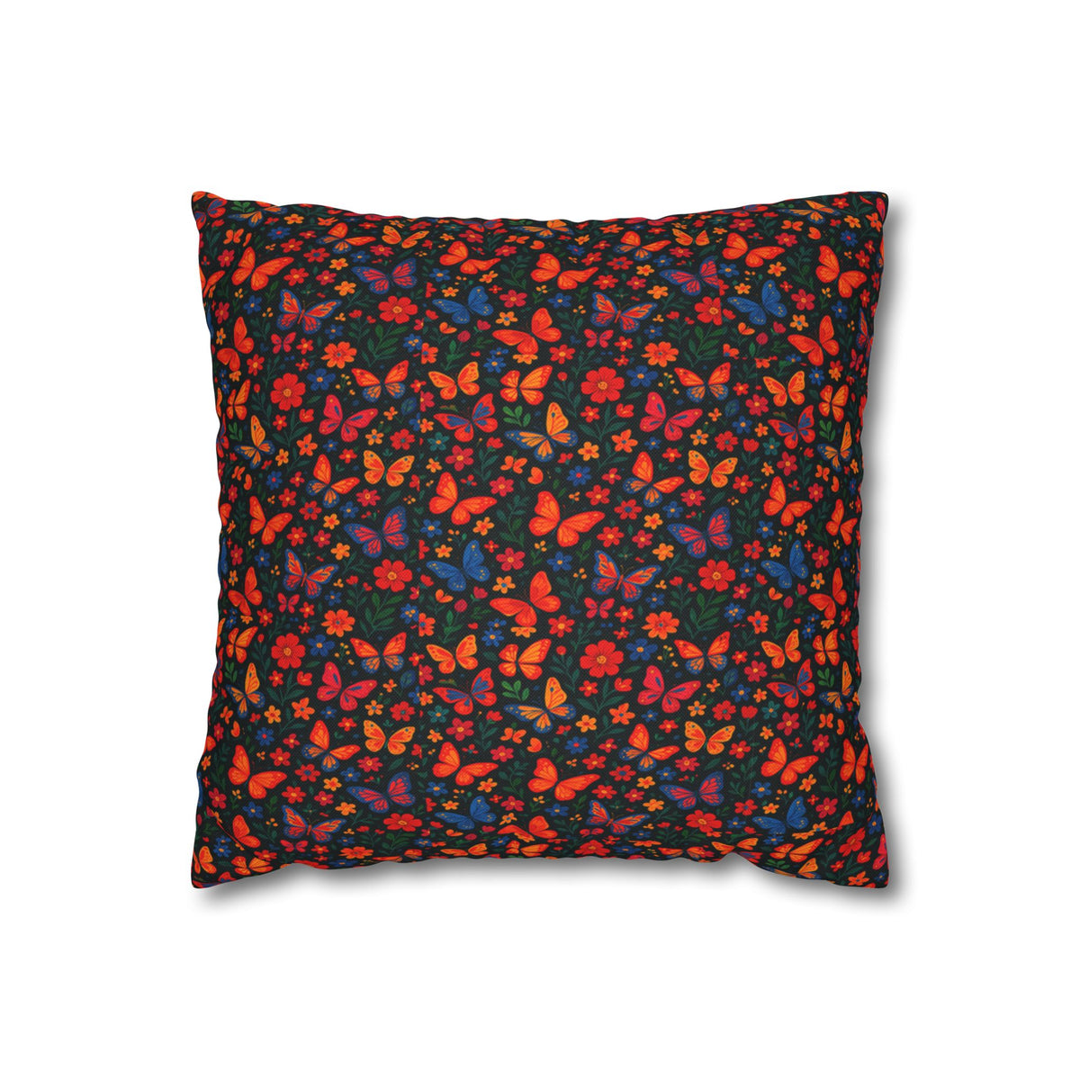 Butterflies Floral Pillowcase, Home Decor, Throw Pillow Cover, Bedroom Accessory, Gift for Her, Spun Polyester Square Pillow